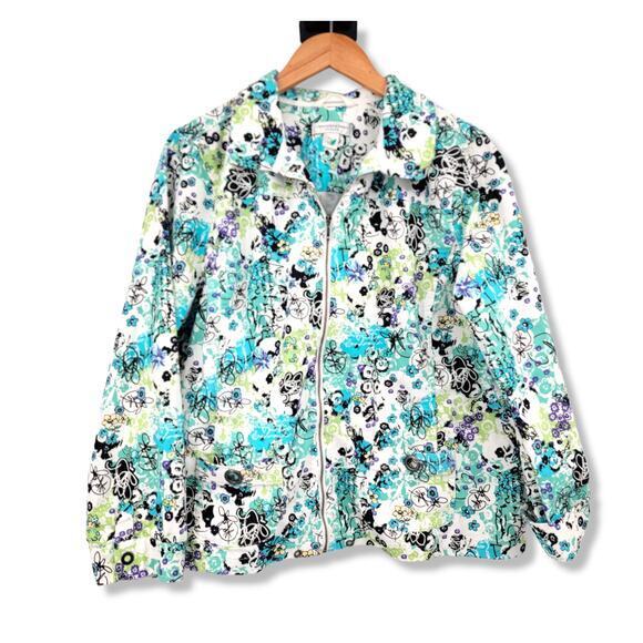 Christopher & Banks Women's Floral‎ Zip Up Lightweight Jacket Size PXL - Picture 1 of 8